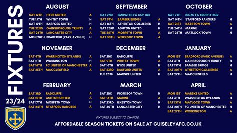 Guiseley Fixtures & Results 2023/2024 .